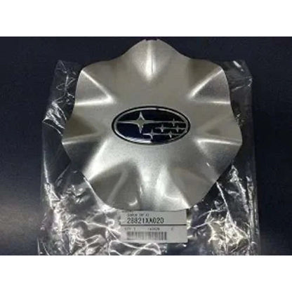 Genuine OEM Subaru silver wheel center cap, part 28821XA020